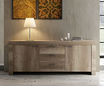Credenza madia 2 ante 3 cassetti shabby chic scontata, Noce