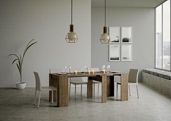 Consolle moderna color Noce, allungabile fino a 204 cm