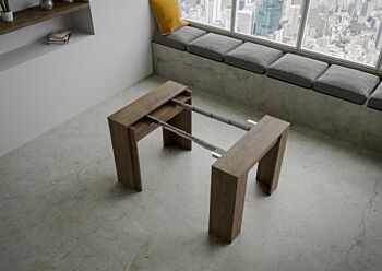 Consolle moderna color Noce, allungabile fino a 204 cm