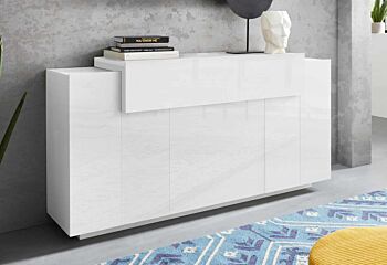 Madia moderna di design con 3 ante e una ribalta in finitura Bianco 