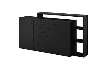 Madia salvaspazio 2 ante e 4 cassetti, colore nero opaco