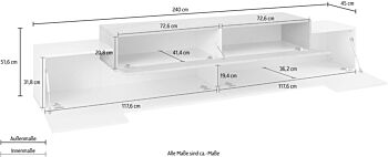 Innovativo Porta TV moderno L.240, colore Bianco
