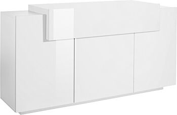 Madia moderna di design con 3 ante e una ribalta in finitura Bianco 