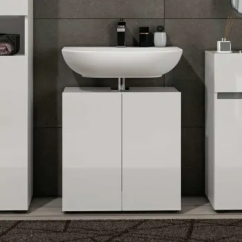 Bagno moderno completo con specchio, finitura Bianco 