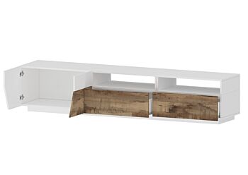 Elegante Mobile TV larghezza 200 cm, Pero e Bianco lucido 
