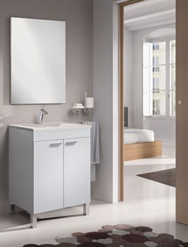 Composizione da bagno con 2 ante finitura bianco lucido e specchio