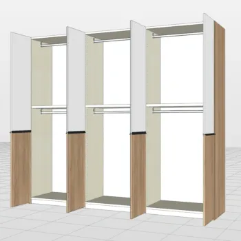 Armadio 6 ante battenti, Bianco seta e Rovere nodato, L.277 H.246 P.61 Zenzero Shop