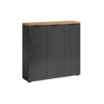 Scarpiera  Antracite lucido con piano Rovere miele