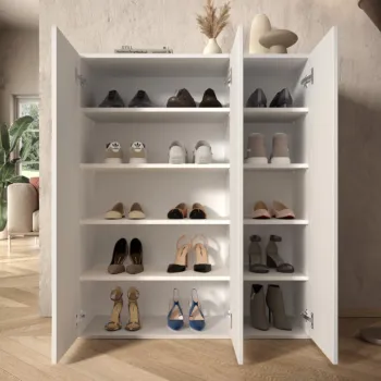 Scarpiera bassa 3 ante, 95x116x35 h cm, Bianco lucido Zenzero Shop