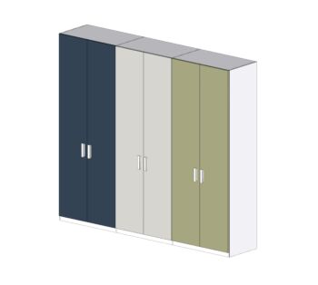 Armadio camerette a 6 ante, Blu navy, Gesso e Pistacchio, L.270