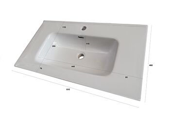 Mobile da bagno sospeso con lavabo in ceramica, colore Avana Effetto Pietra