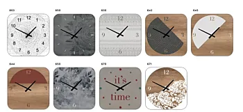 Orologio Tomasella in legno con decori a fiori bianchi