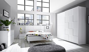 Camera da letto completa moderna in finitura bianco opaco armadio 220x210
