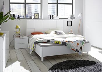 Camera da letto completa moderna in finitura bianco opaco, armadio 275x210