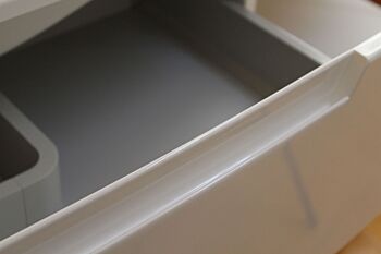 Mobile bagno moderno, 2 cassetti con maniglia a gola, finitura Bianco Lucido