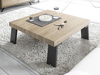 Tavolino moderno per soggiorno, "Wood" Sherwood Oak 86x86 cm