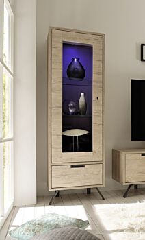 Vetrinetta "Wood" 1 anta 1 cassetto, Sherwood Oak - 56x177 cm