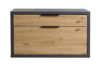 Panca con 1 ribalta e 1 cassetto Rovere chiaro e Grigio smoke, Made in Italy