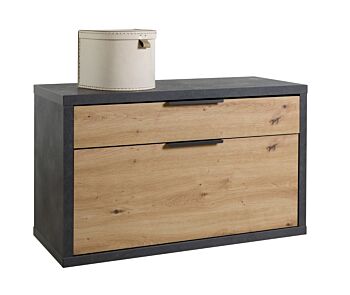 Panca con 1 ribalta e 1 cassetto Rovere chiaro e Grigio smoke, Made in Italy