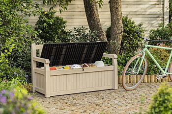 Panchina Tasso da esterni con contenitore, Beige