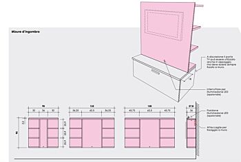 Parete moderna da sala, finitura Cemento artico e Grigio titanio