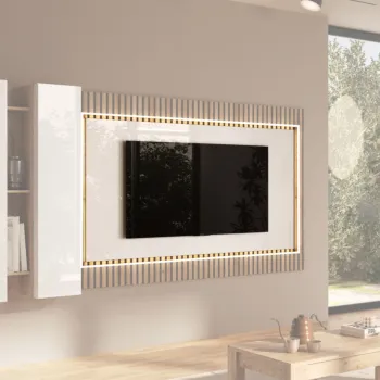 Pannello per TV, L.180 H.100 P.2, in finitura Bianco lucido