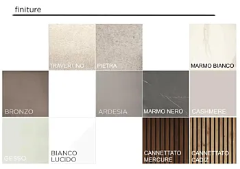 Parete attrezzata con pannello tv, Bronzo, Argilla, Cadiz Cannettato ed effetto Marmo nero