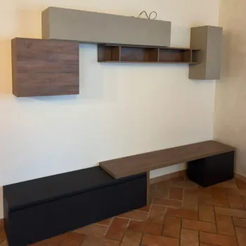 Acquista ora Parete Attrezzata 280x40x202 h cm, Mercure, Argilla e Lava, collezione Logica