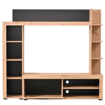 Parete attrezzata moderna finitura Rovere e Nero Zenzero Shop