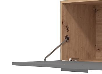 Parete attrezzata con ripiani, finitura Rovere e Grigio grafite