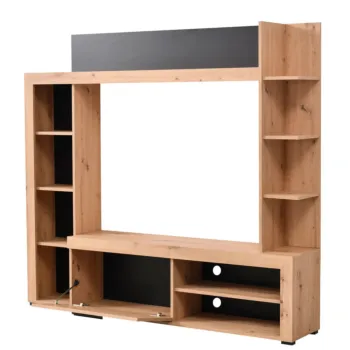 Parete attrezzata moderna finitura Rovere e Nero Zenzero Shop