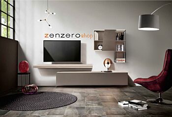 Parete attrezzata moderna finitura Bronzo e Rovere Sbiancato