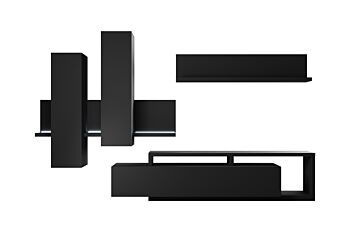 Parete attrezzata di design, finitura nero opaco