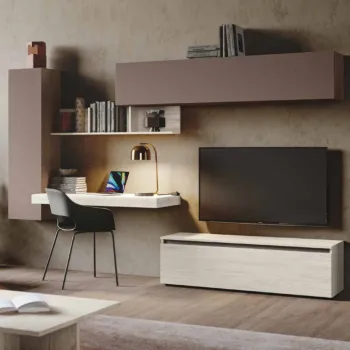parete attrezzata con zona studio