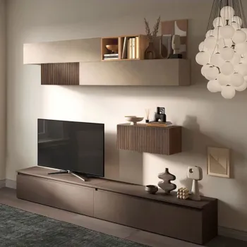 Acquista ora Parete attrezzata 276x40x186 h cm, Bronzo, Cadiz, Argilla e Mercure cannettato, collezione Logica
