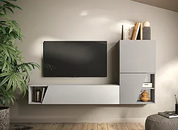 Acquista ora Parete attrezzata 193x30x150 h cm, Ardesia e Gesso, collezione Logica