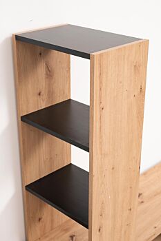 Parete attrezzata Cross, porta tv con libreria finitura Rovere e Nero