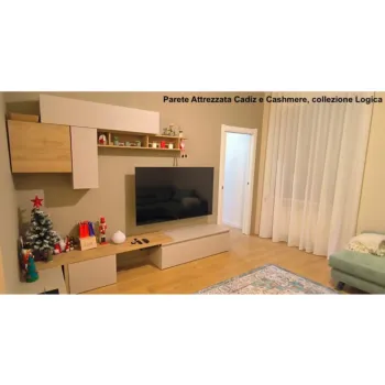 Acquista ora Parete Attrezzata 280x40x202 h cm, Mercure, Argilla e Lava, collezione Logica