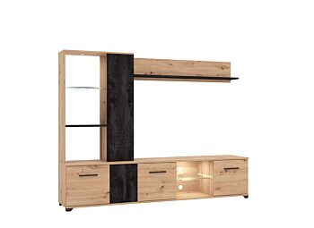 Parete attrezzata di design finitura Rovere e Carbone