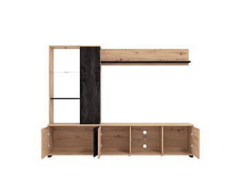 Parete attrezzata di design finitura Rovere e Carbone