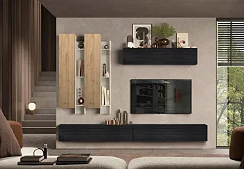 Parete sospesa Cashmere, Cadiz e Nero frassinato, design moderno Zenzero Shop