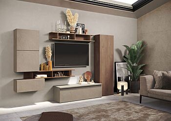 Parete attrezzata di design Made in Italy, Argilla e Mercure