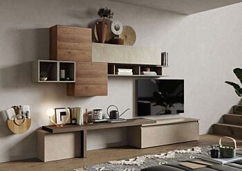 Parete attrezzata 330x40x210 h cm, Argilla, Bronzo e Mercure, collezione Logica