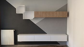 parete bianca e rovere oak in offerta