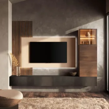 Parete moderna sospesa, Mercure cannettato, Lava, Cashmere e Mercure