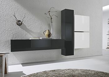 Parete moderna di design, antracite e bianco lucido - 244x169 cm