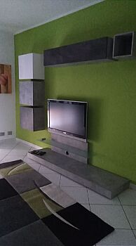 ACQUISTA ANCHE TU Parete attrezzata Bianca Lucida, Beton e Ossido 
