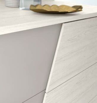 Comò moderno 3 cassetti Bianco altea e Grigio seta