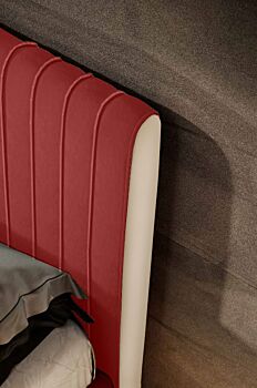 Letto matrimoniale ecopelle Rossa king size, testata retrofinita