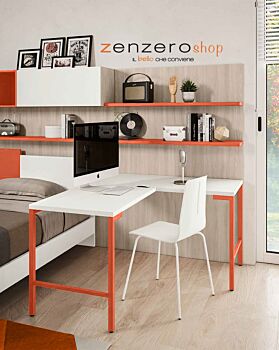 Letto singolo POP 02, finitura Corallo e Bianco Opaco